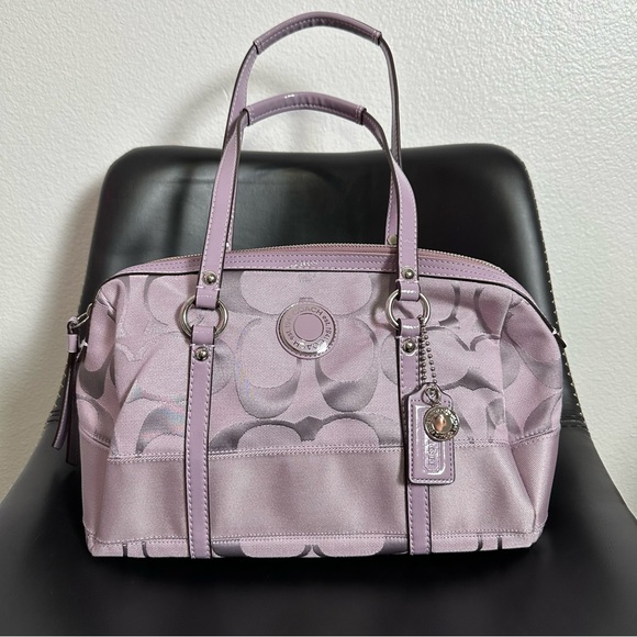 Coach Handbags - Coach Lilac Signature Print Bag NWT